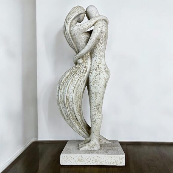 Eternal Embrace Couple Statue 12.5in Resin Moon Wash Romantic Lovers Home Decor - Picture 9 of 9